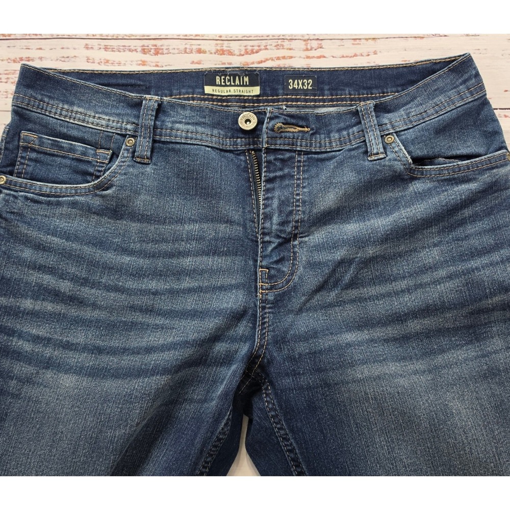 Reclaim Regular Fit Jeans Mens 34x32 Blue‎ Excellent Straight Leg Denim